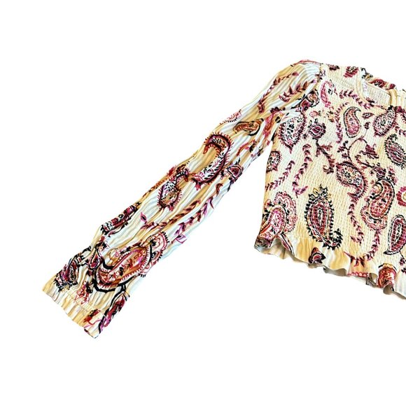 Wilfred Aritzia Lilith Long Sleeve Blouse Shirt Top Paisley Smocked Size Small - Picture 7 of 12